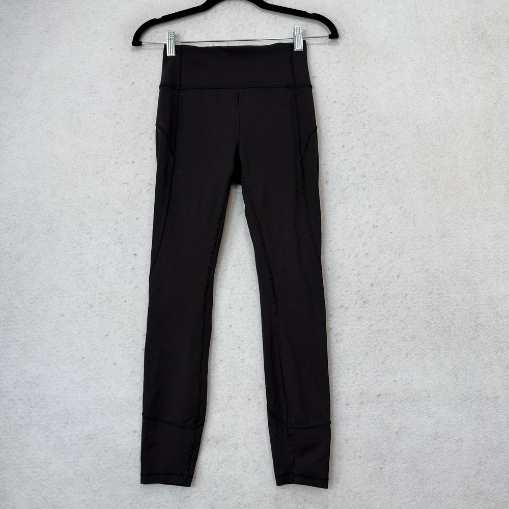 Lululemon Leggings Womens 4 Black High Rise Ankle Pocket Yoga Athletic Workout
